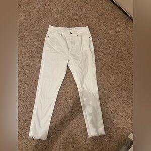 LOFT petite white high rise skinny jeans